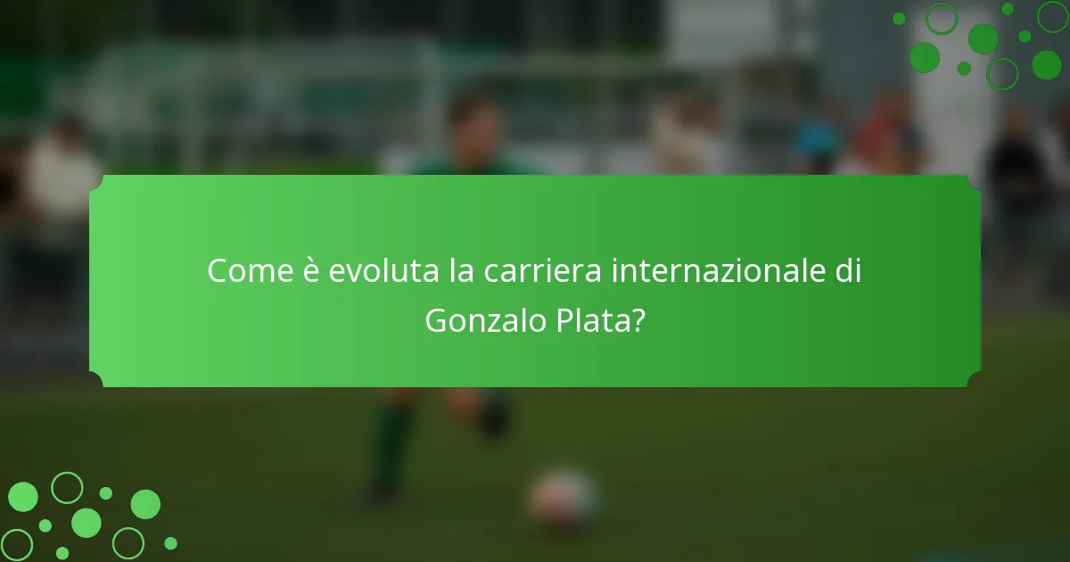 Come è evoluta la carriera internazionale di Gonzalo Plata?