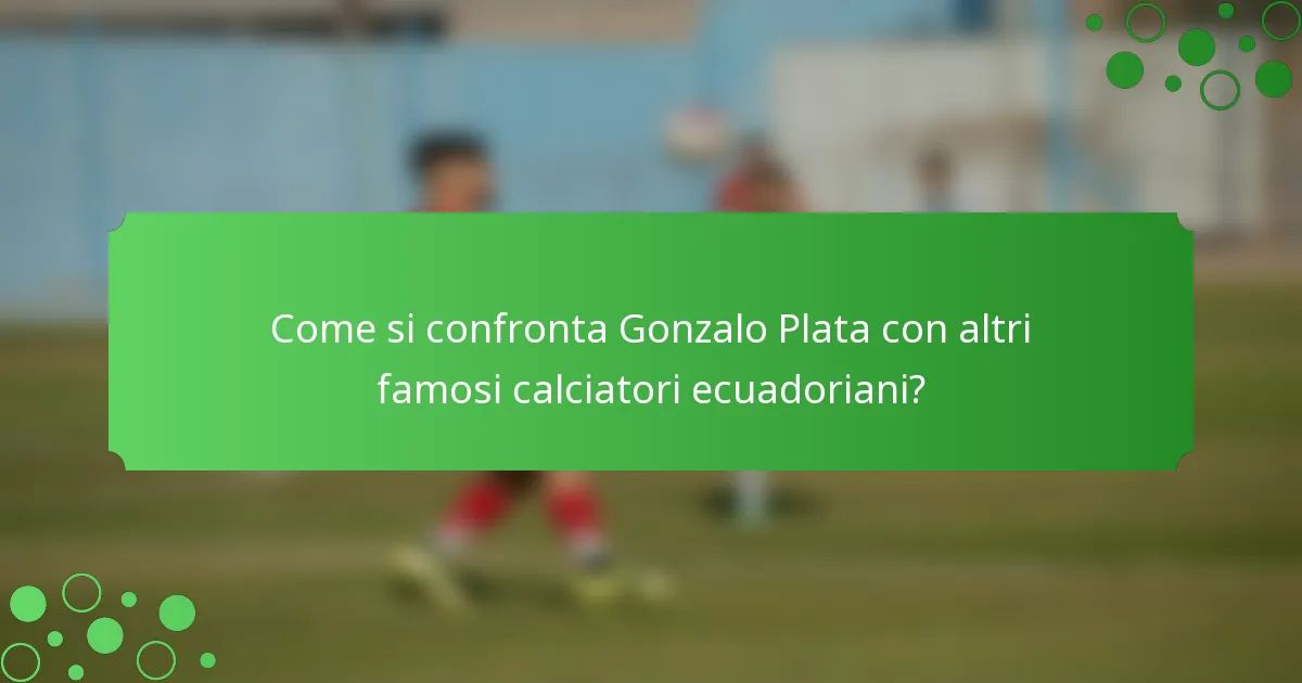Come si confronta Gonzalo Plata con altri famosi calciatori ecuadoriani?