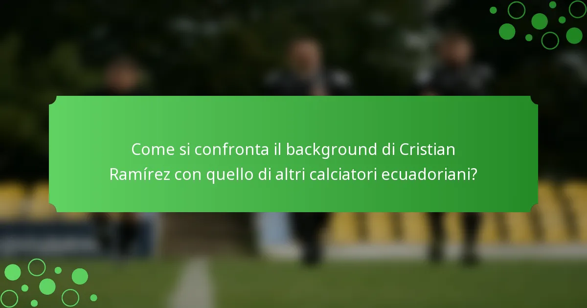 Come si confronta il background di Cristian Ramírez con quello di altri calciatori ecuadoriani?