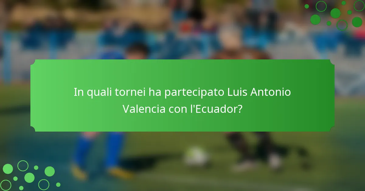 In quali tornei ha partecipato Luis Antonio Valencia con l'Ecuador?