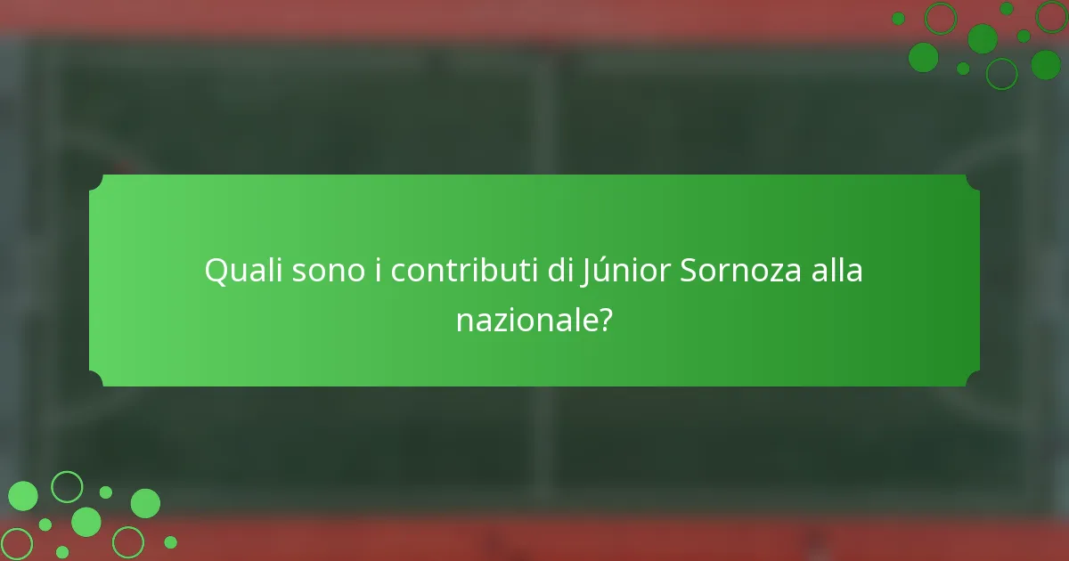 Quali sono i contributi di Júnior Sornoza alla nazionale?