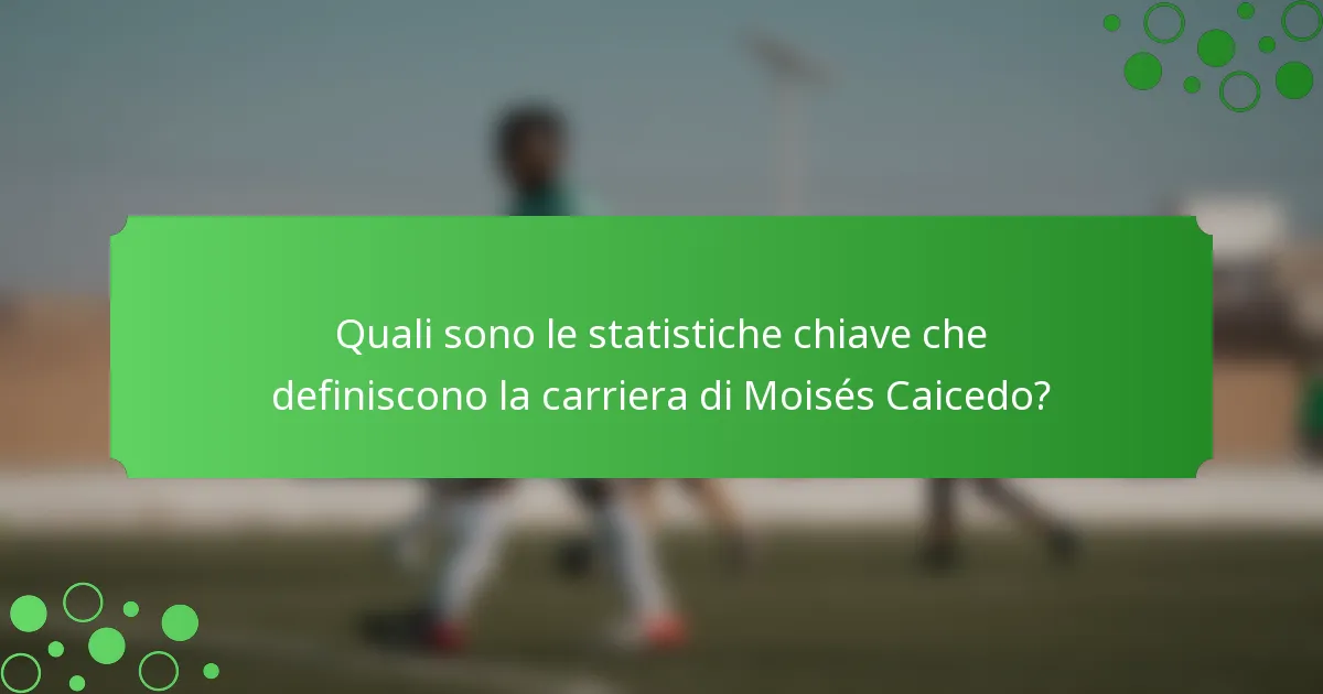Quali sono le statistiche chiave che definiscono la carriera di Moisés Caicedo?