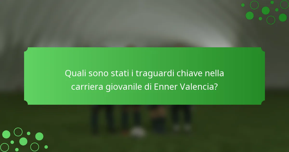Quali sono stati i traguardi chiave nella carriera giovanile di Enner Valencia?