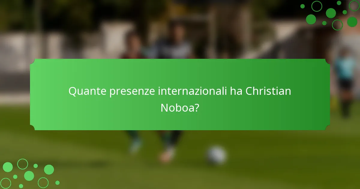Quante presenze internazionali ha Christian Noboa?