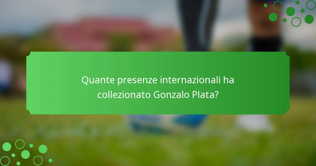 Quante presenze internazionali ha collezionato Gonzalo Plata?