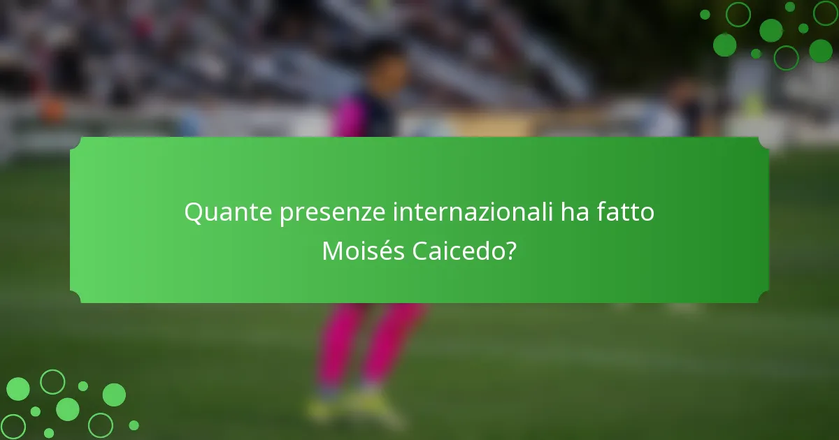 Quante presenze internazionali ha fatto Moisés Caicedo?