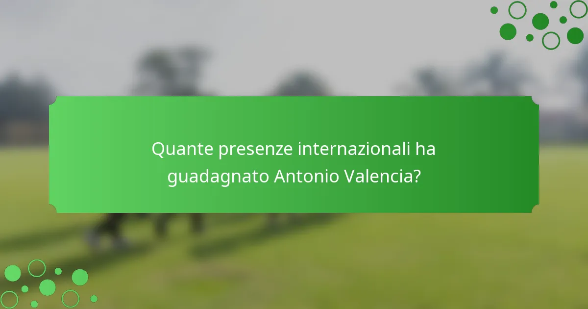 Quante presenze internazionali ha guadagnato Antonio Valencia?